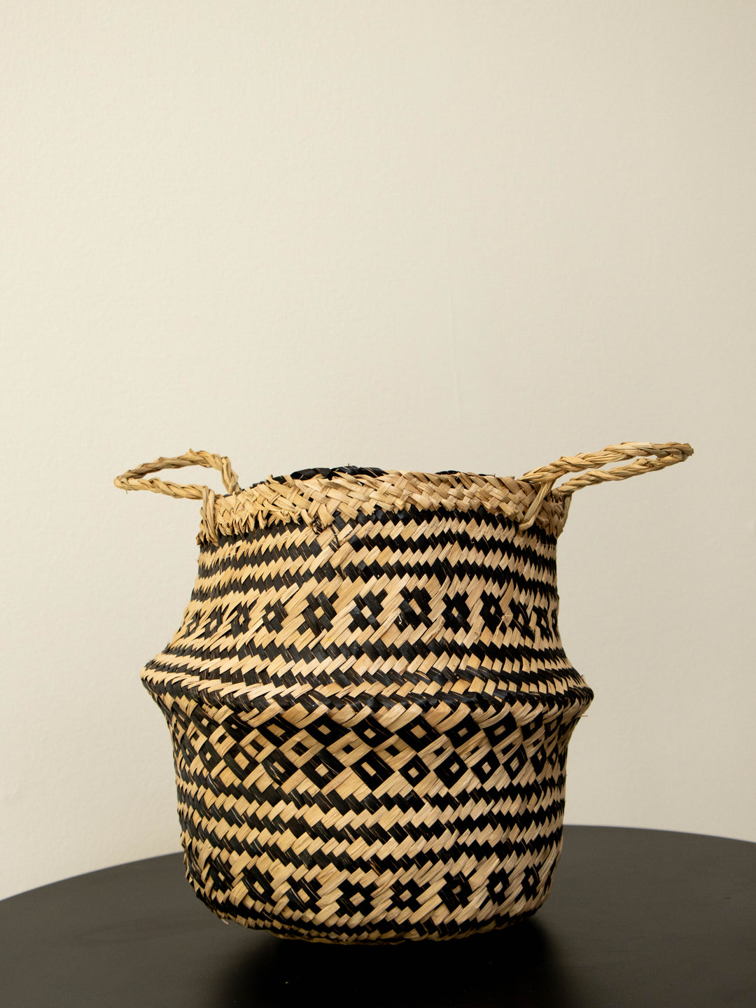 Santorini Negro (Canasto de Fibra Natural), L