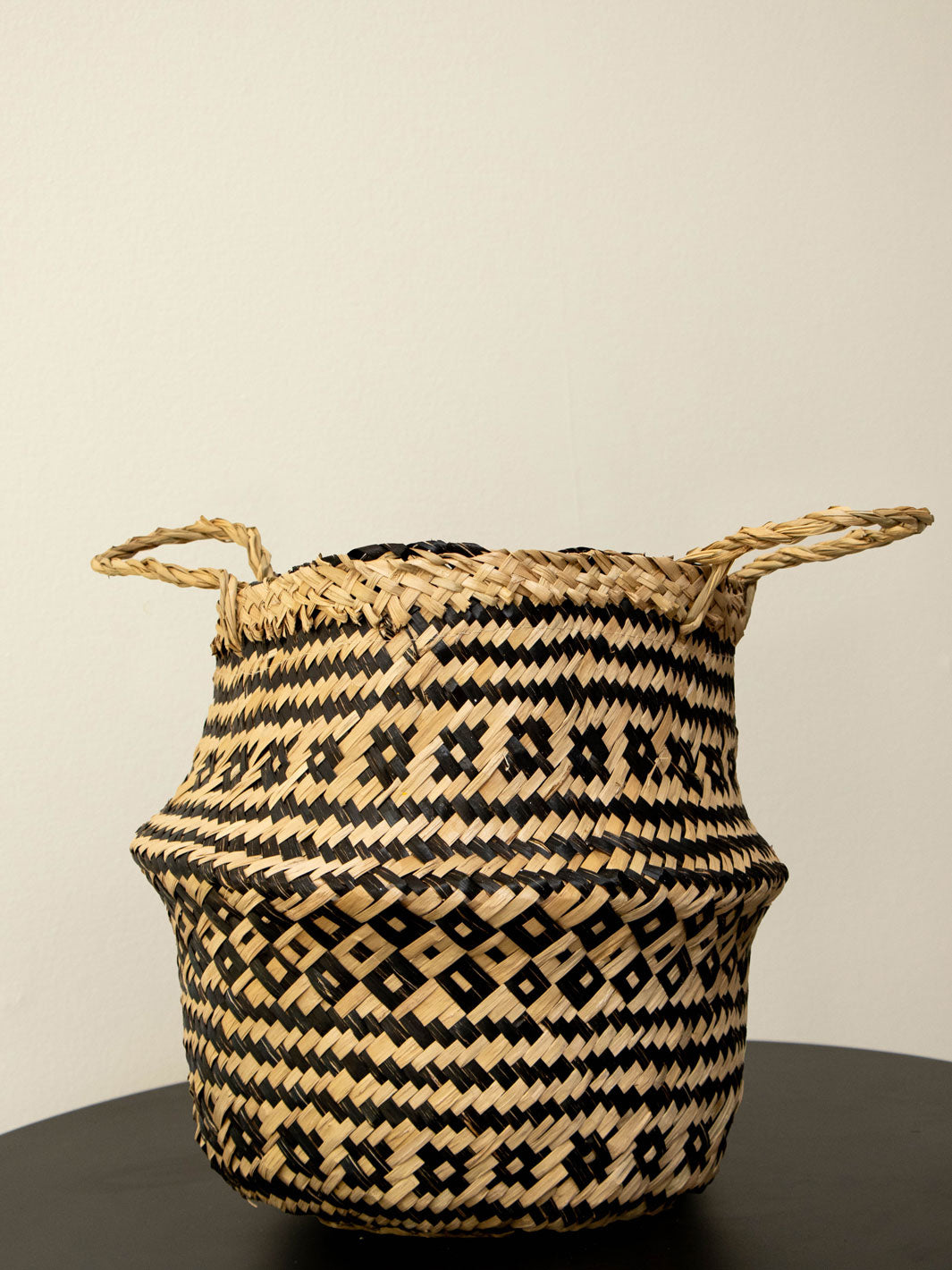 Santorini Negro (Canasto de Fibra Natural), XL