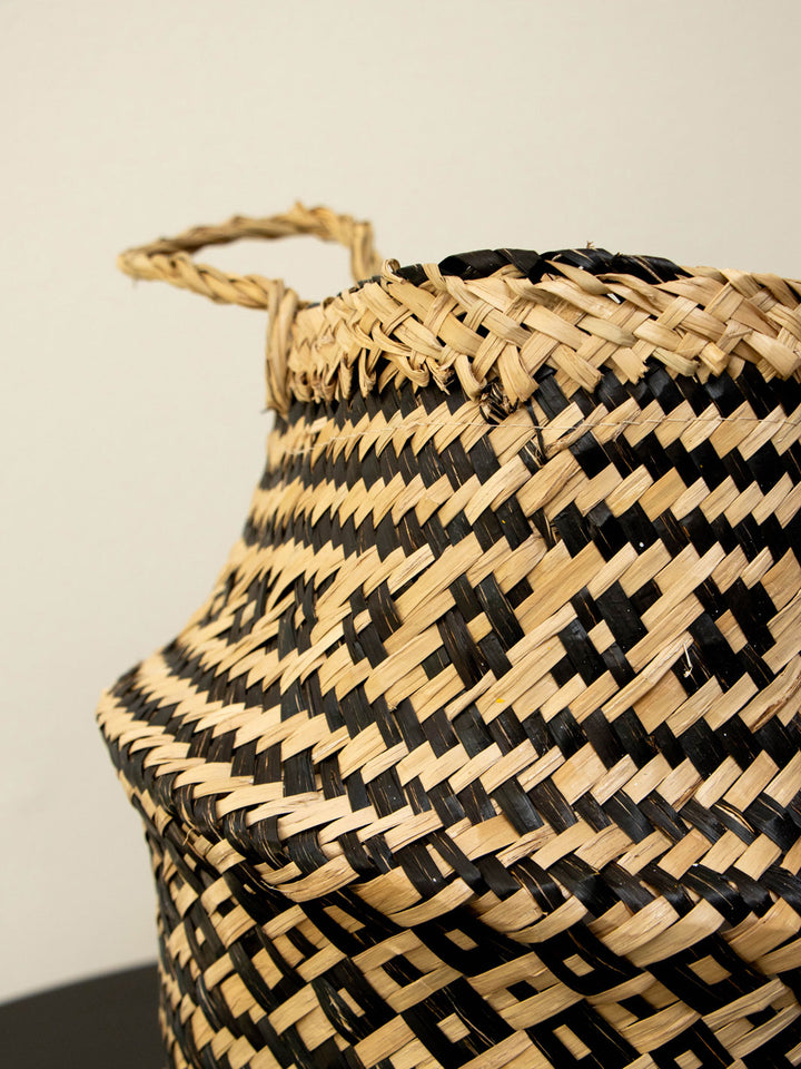 Santorini Negro (Canasto de Fibra Natural), L