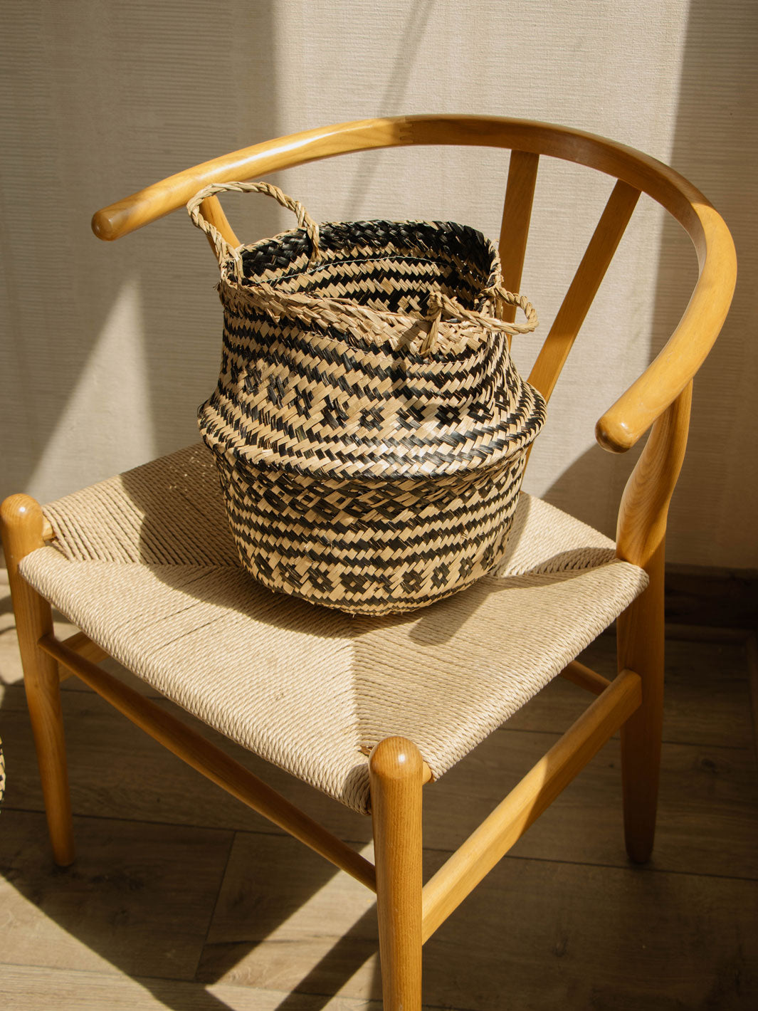 Santorini Negro (Canasto de Fibra Natural), L