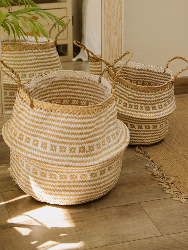 Santorini Blanco (Canasto de Fibra Natural), XL