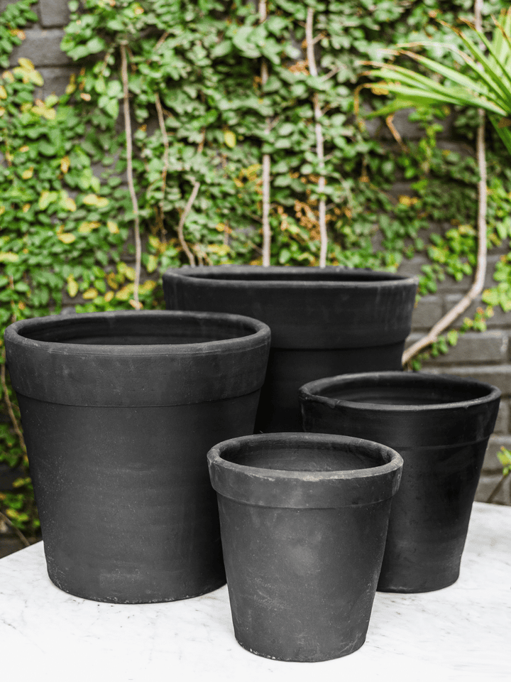 Macetero Greda Negro Banda 50x50