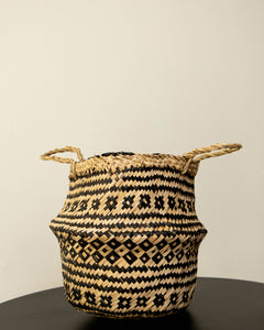 Santorini Negro (Canasto de Fibra Natural), L