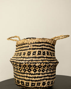Santorini Negro (Canasto de Fibra Natural), XL