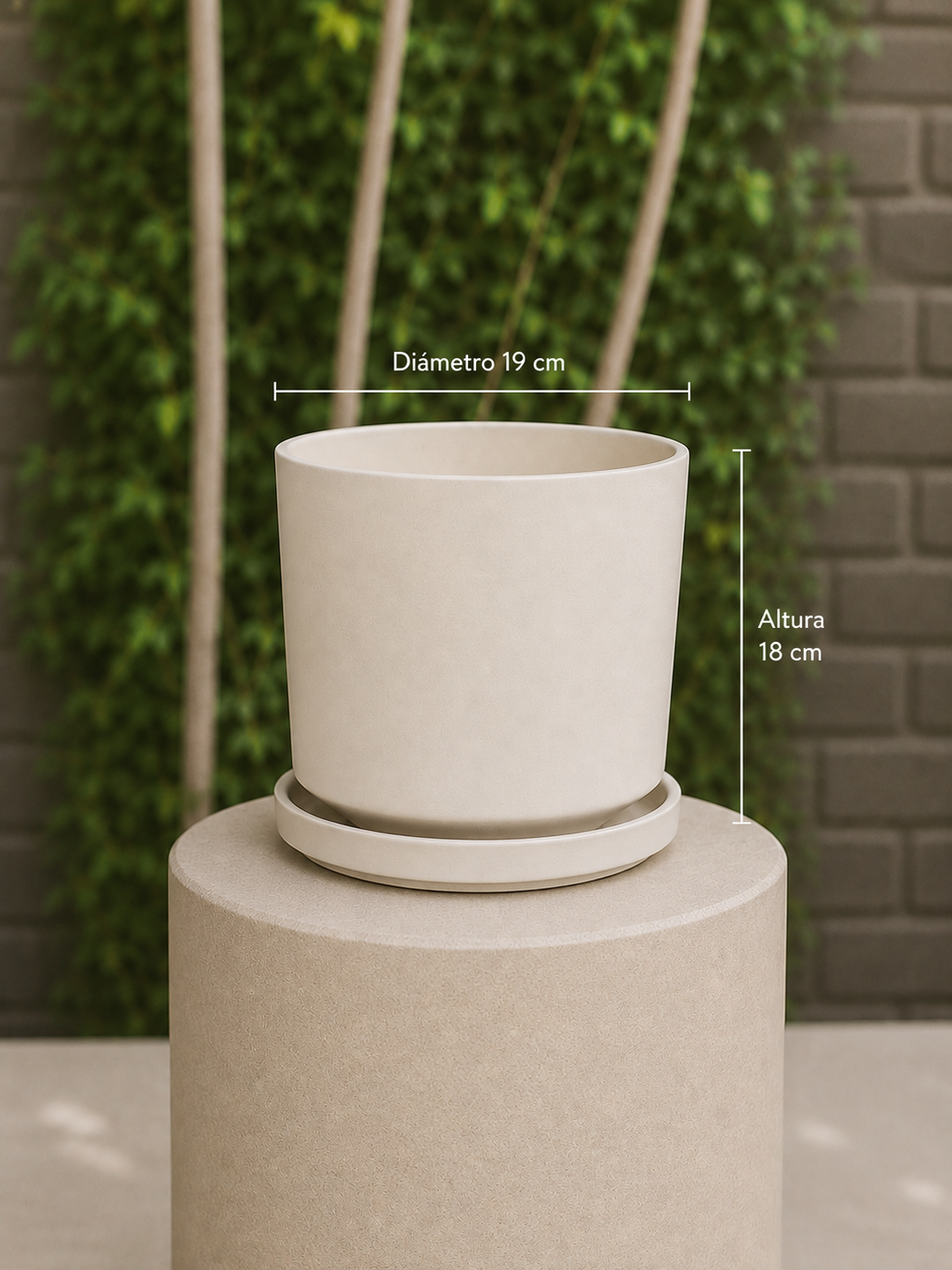 Dinamarca Gris M (Macetero Porcelana 19x18)