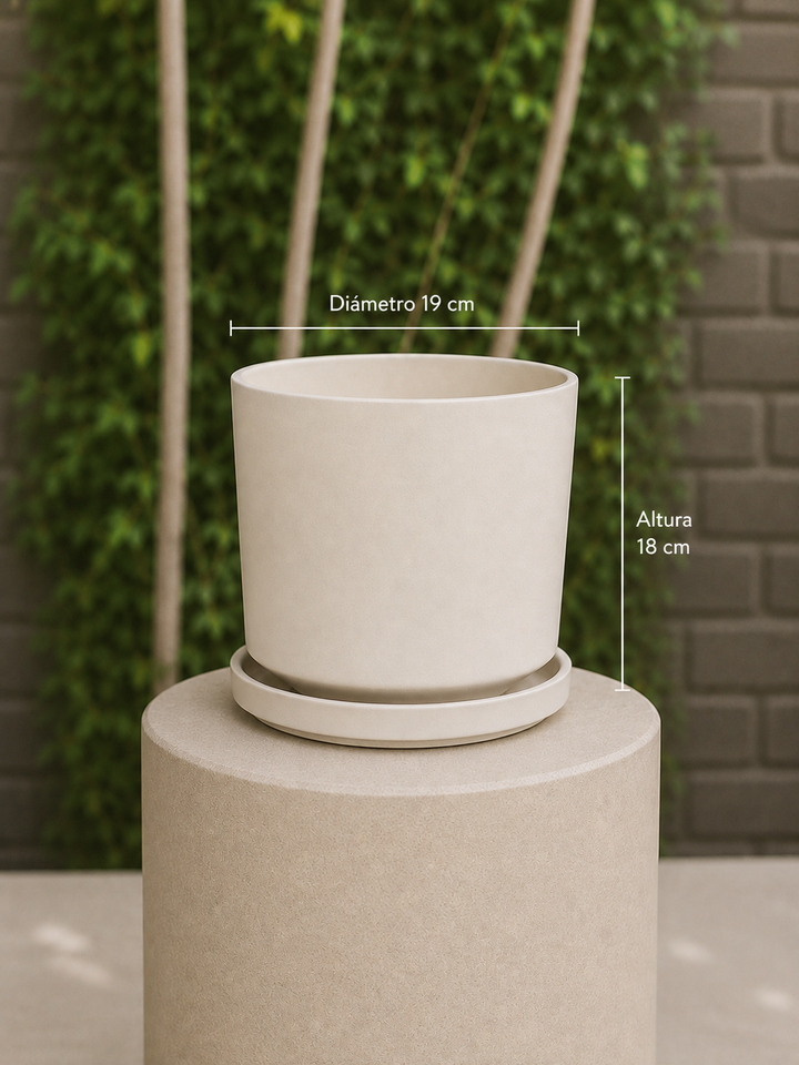 Dinamarca Gris M (Macetero Porcelana 19x18)