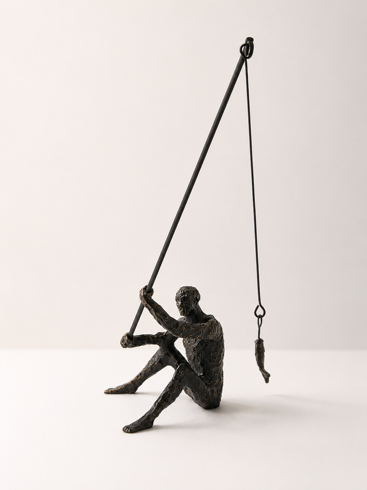 Escultura Hombre Pescador 43x14x41 cm