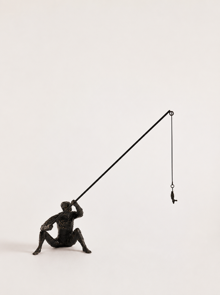 Escultura Hombre Pescador 43x14x41 cm