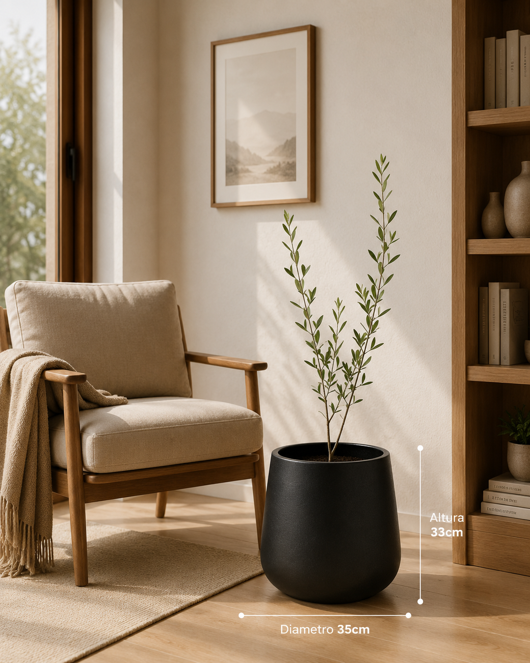 Marruecos 35x33 Negro (Macetero Fibra de Arcilla XL)