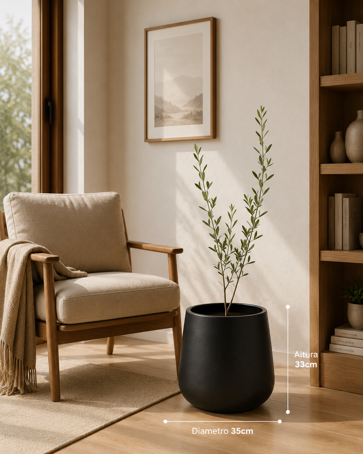 Marruecos 35x33 Negro (Macetero Fibra de Arcilla XL)