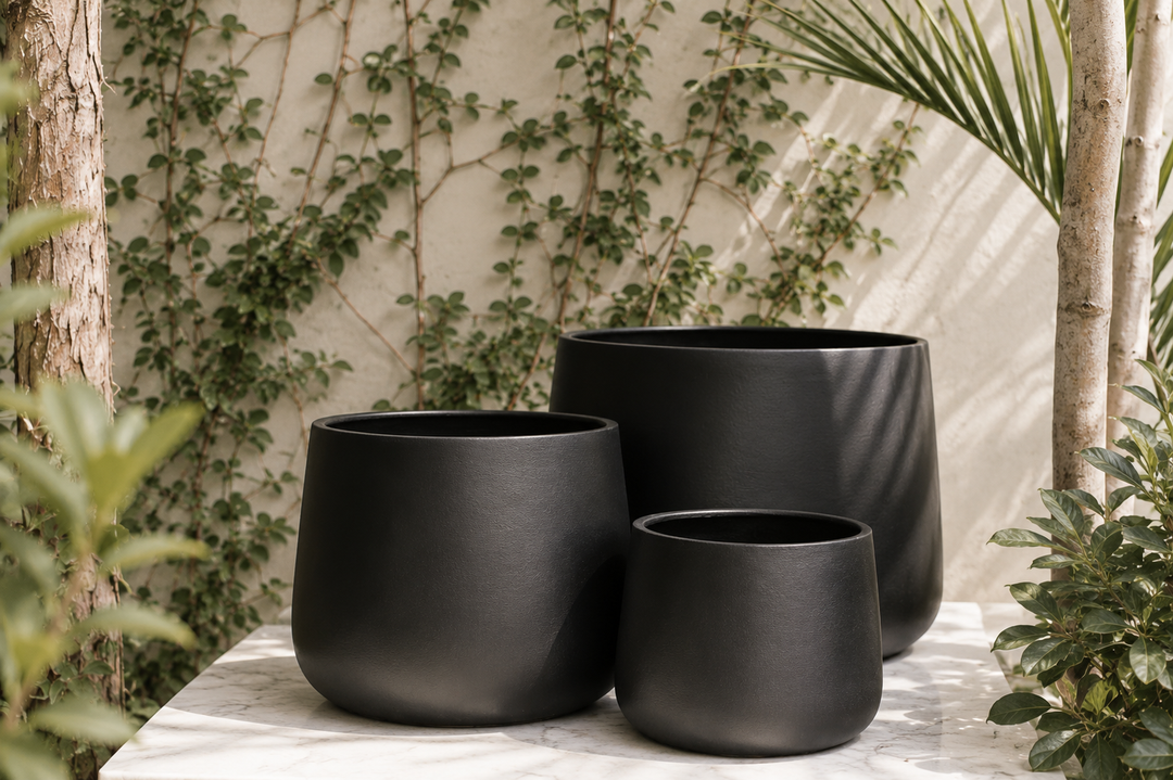 Marruecos 35x33 Negro (Macetero Fibra de Arcilla XL)