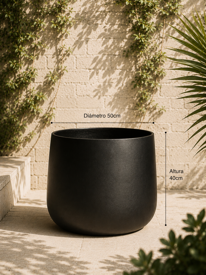 Marruecos 50x40 Negro (Macetero Fibra de Arcilla XXL)