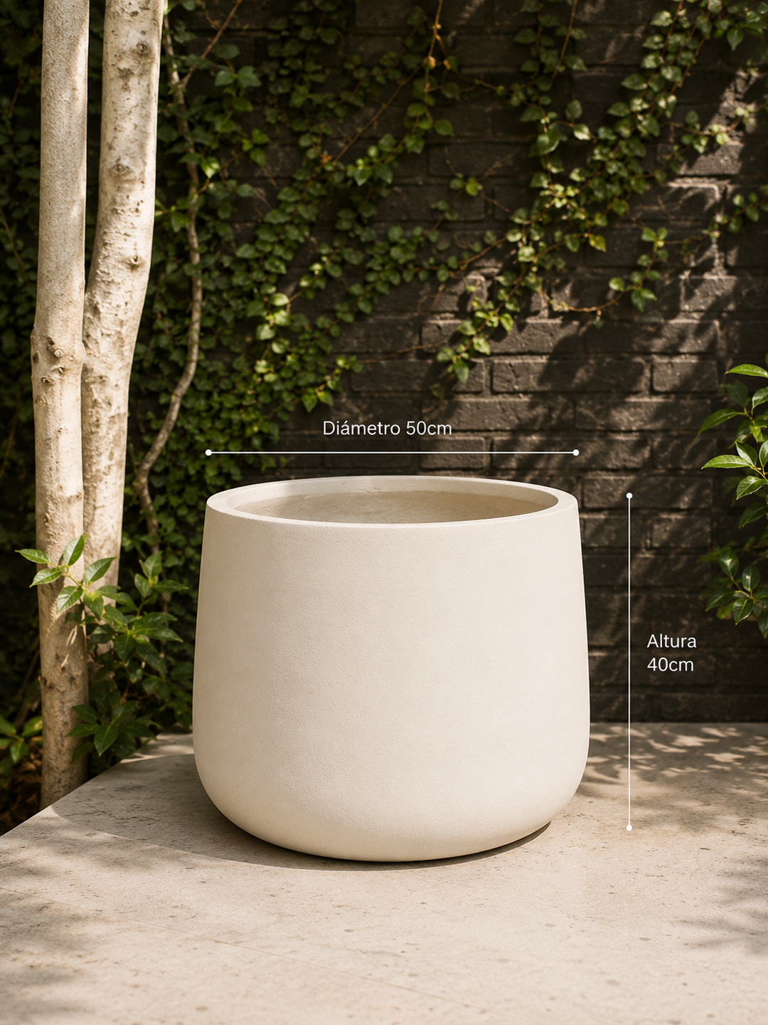 Marruecos 50x40 Gris (Macetero Fibra de Arcilla XXL)