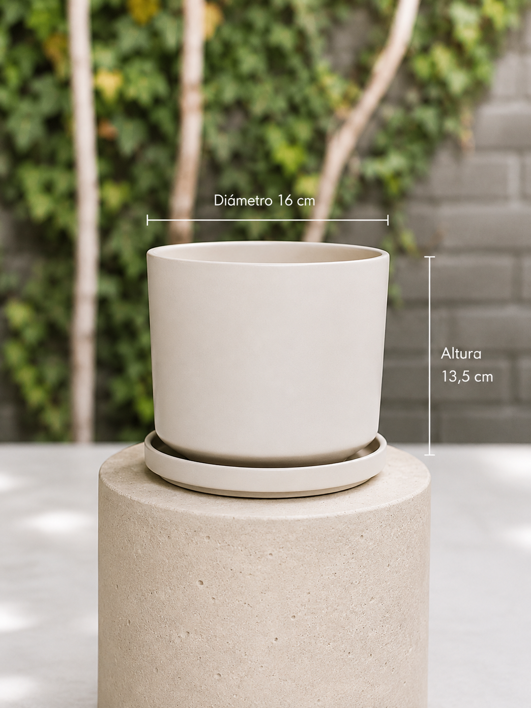 Dinamarca Gris S (Macetero Porcelana 16x14)