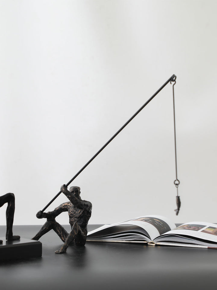 Escultura Hombre Pescador 43x14x41 cm