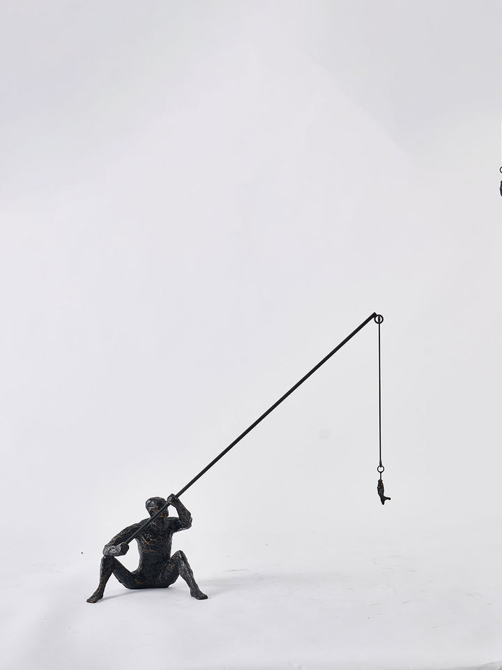 Escultura Hombre Pescador 43x14x41 cm