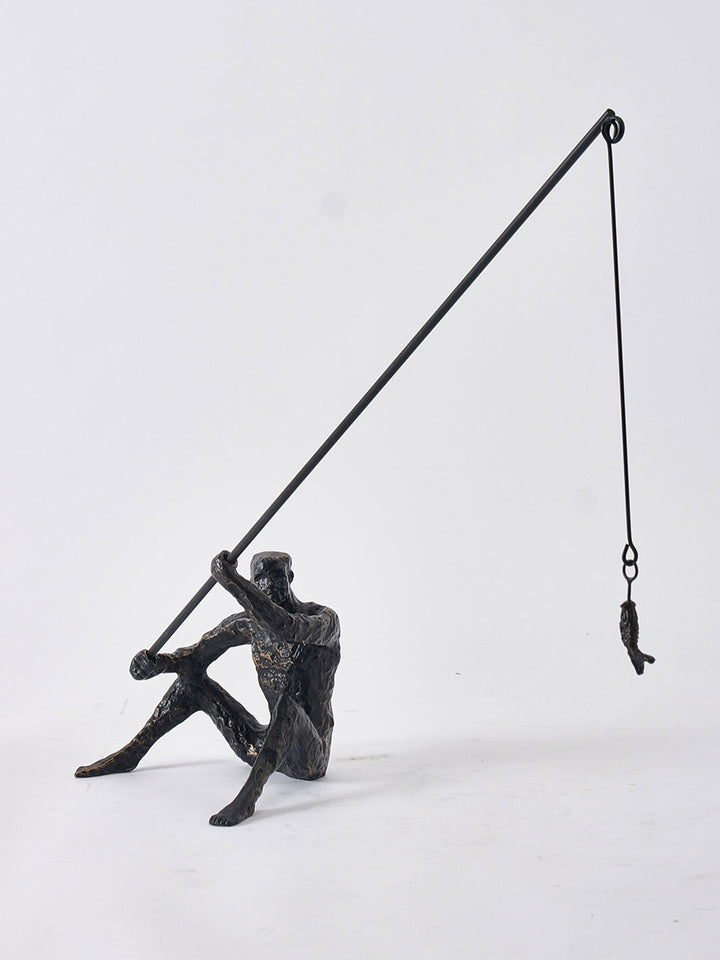 Escultura Hombre Pescador 43x14x41 cm