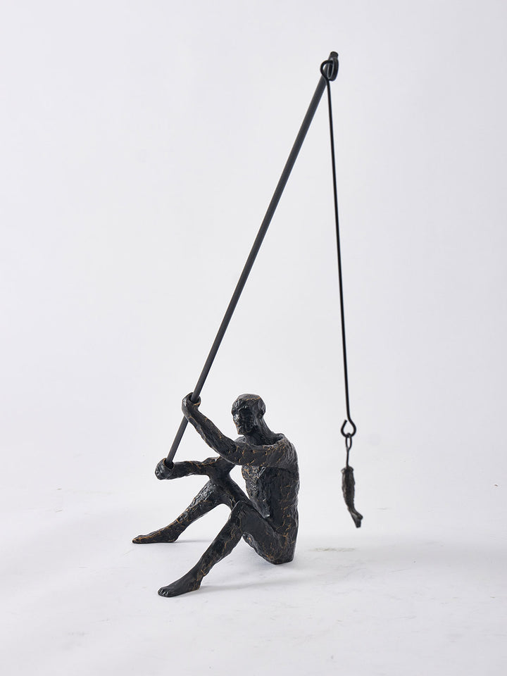 Escultura Hombre Pescador 43x14x41 cm
