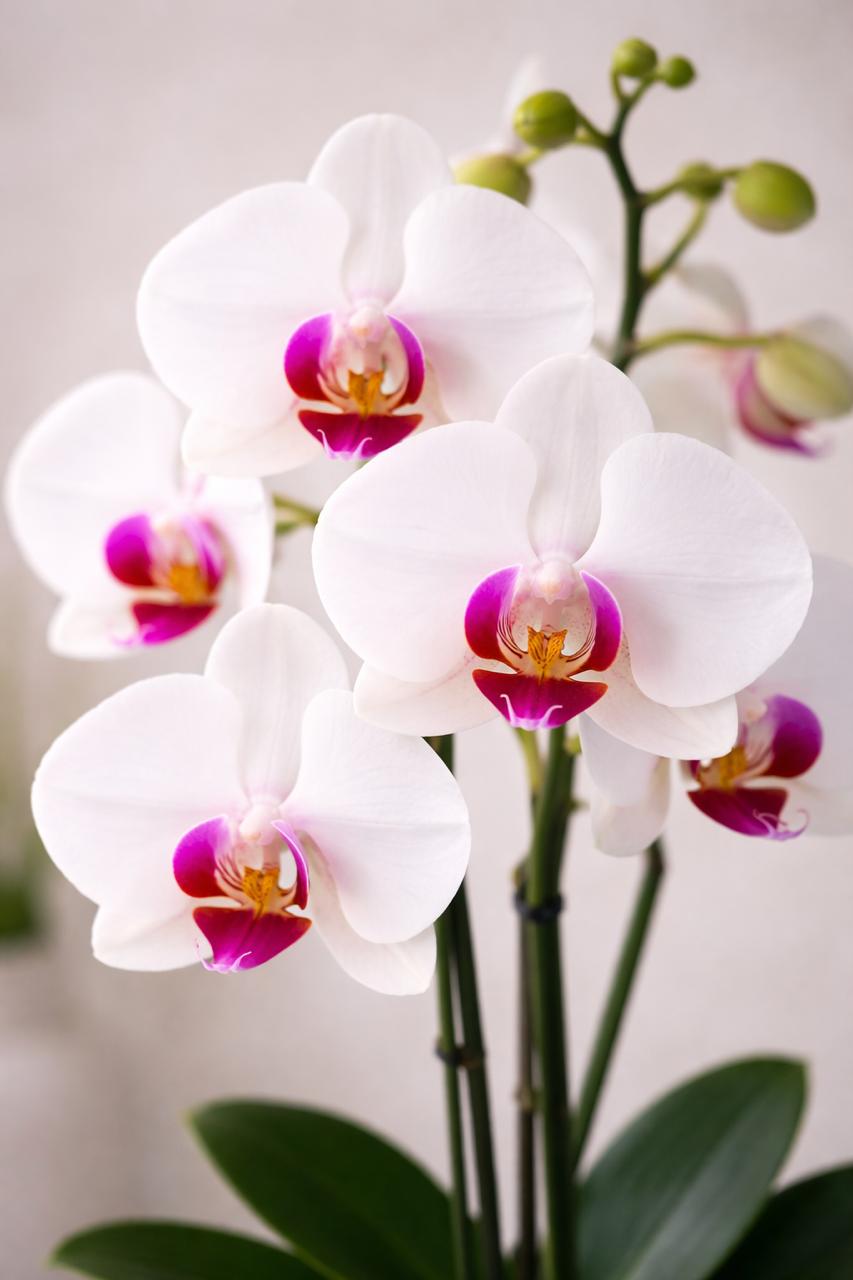 Úrsula Blanca con Fucsia (Orquídea Grande)