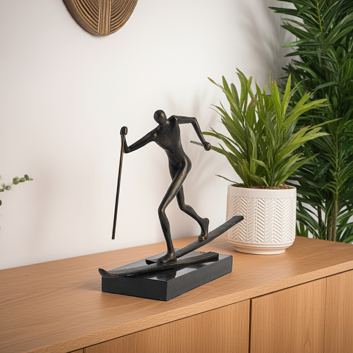 Escultura Hombre Esquiando 40x11x28 cm
