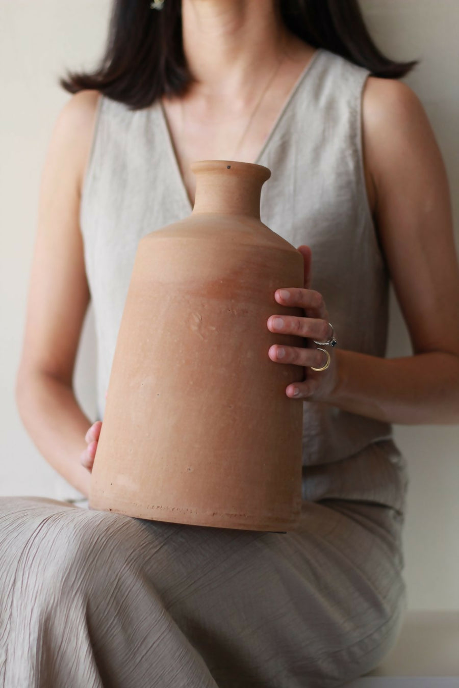 florero terracota alto