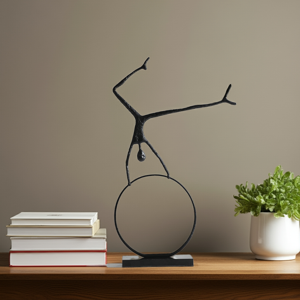Escultura Hombre en la Rueda 40x8x60 cm
