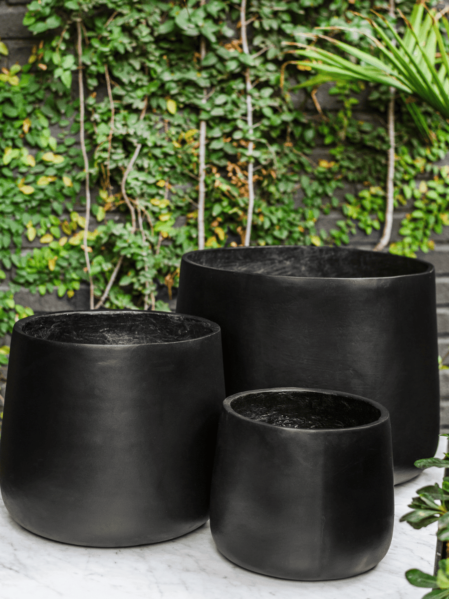 Marruecos 42x35 Negro (Macetero fiberclay) Plant  Me
